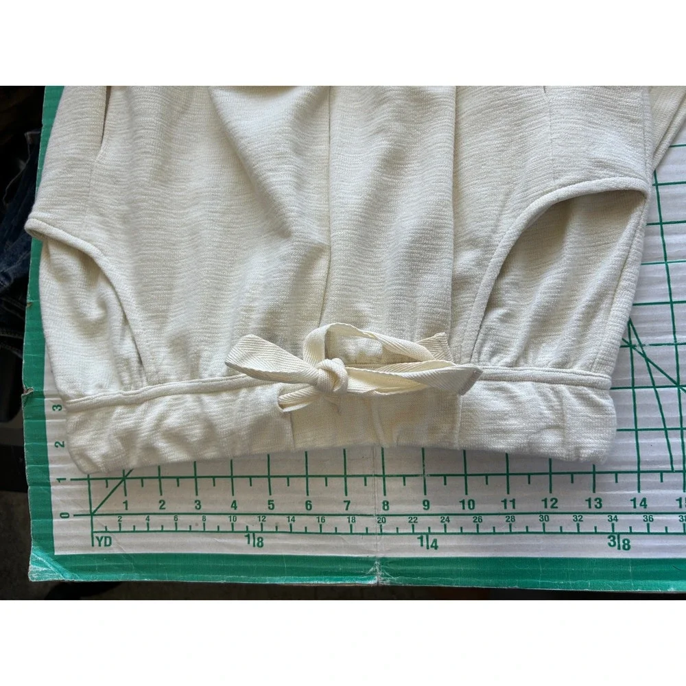 Free People Free-est Cream Textured Wide Leg Crop Drawstring Pants XS OB2241885